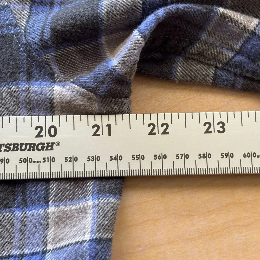 The North Face Flannel Shirt Men's Medium Blue Black Plaid Long Sleeve Button Up
